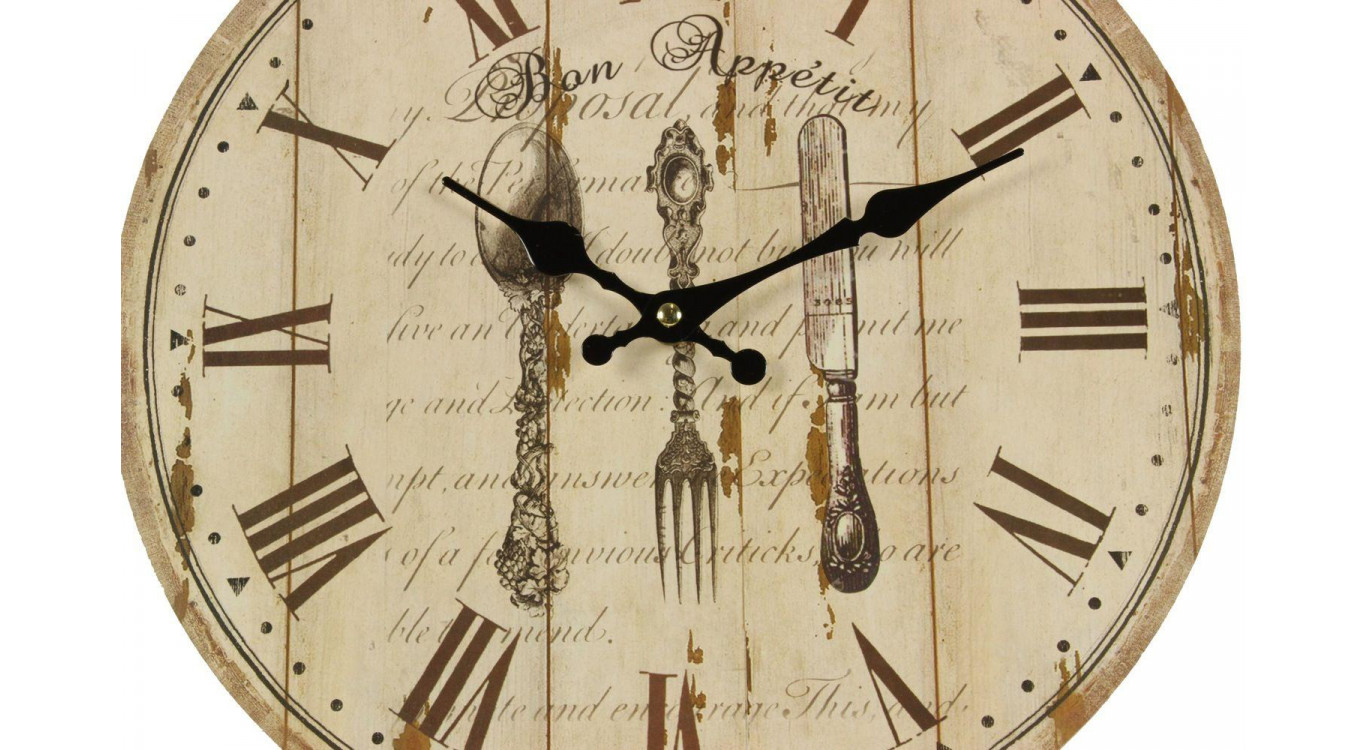 Antike Wanduhr Bon Appétit 34cm