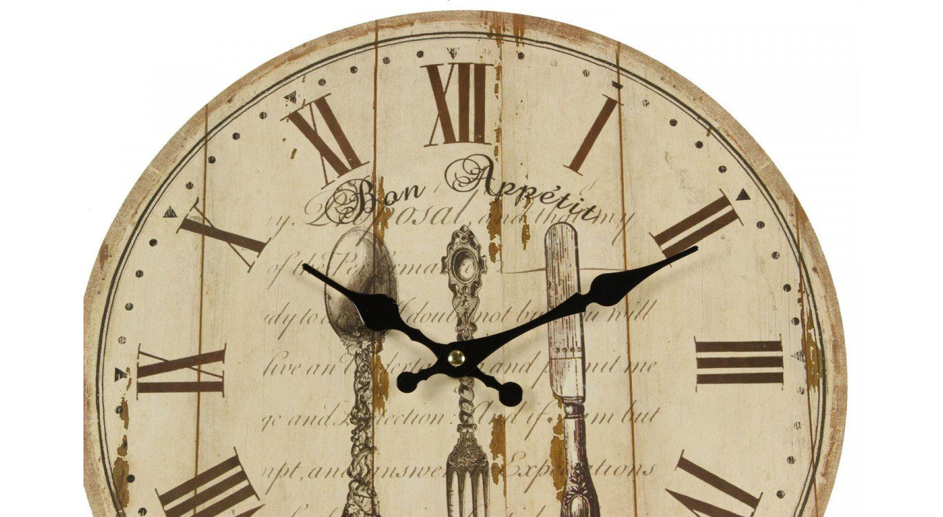 Antike Wanduhr Bon Appétit 34cm