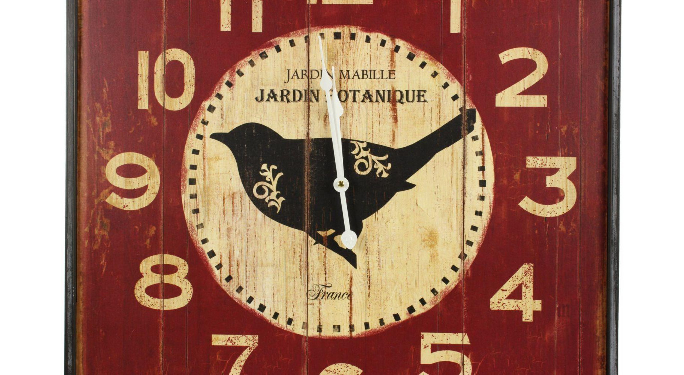 Horloge Ancienne Murale Carre Jardin Botanique 60cm