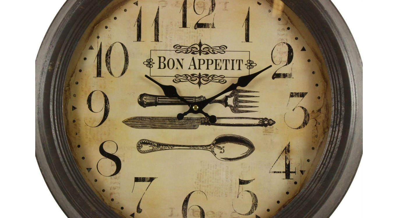 Antike Wanduhr Bon Appétit 47cm