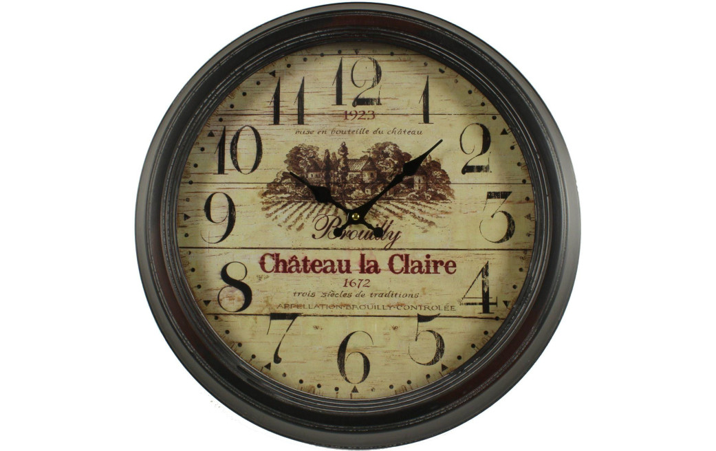 Horloge Ancienne Murale Brouilly Château La Claire 47cm