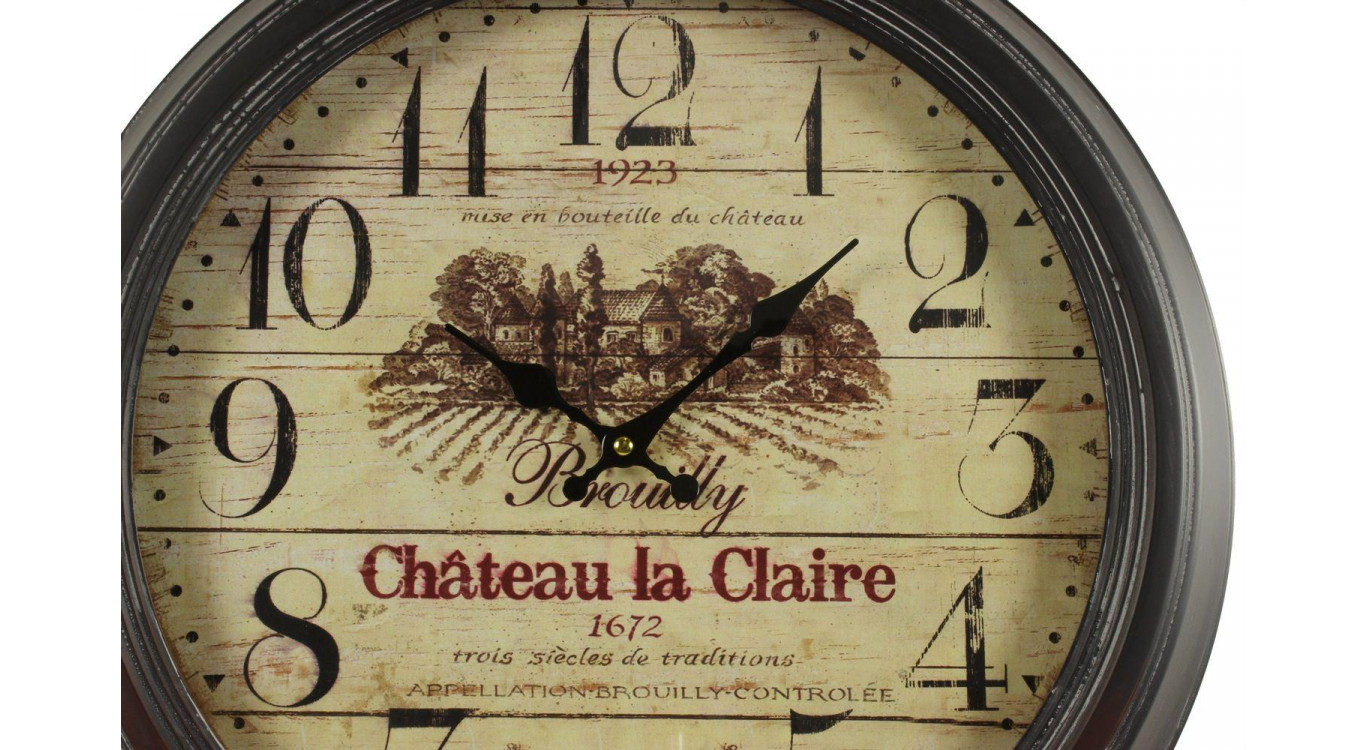 Alte Wanduhr Brouilly Château La Claire 47cm