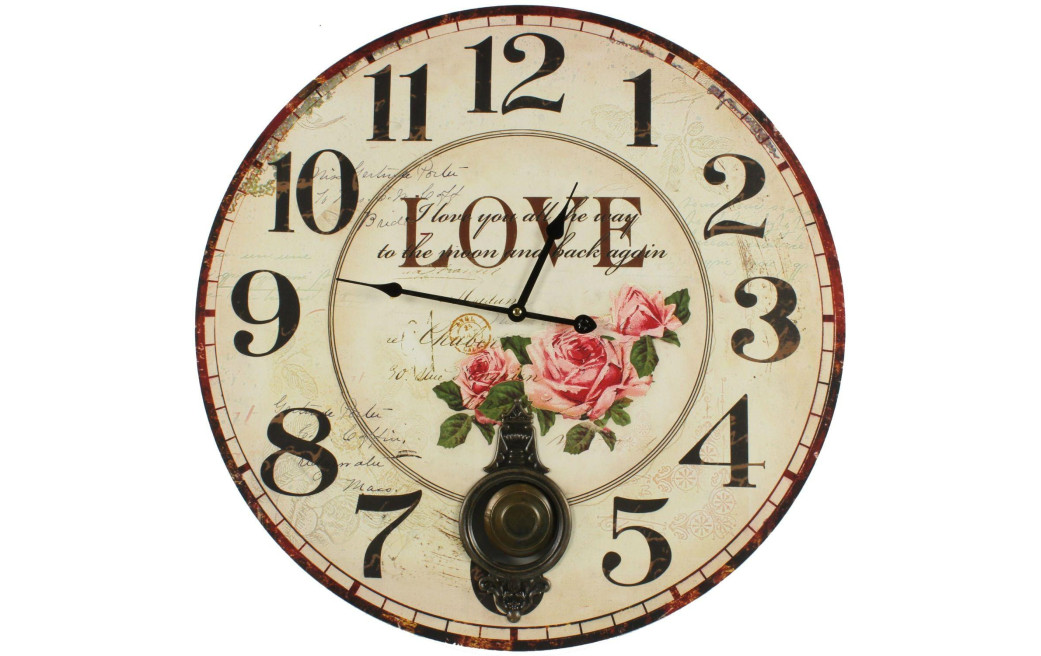 Horloge Ancienne Balancier Love 58cm