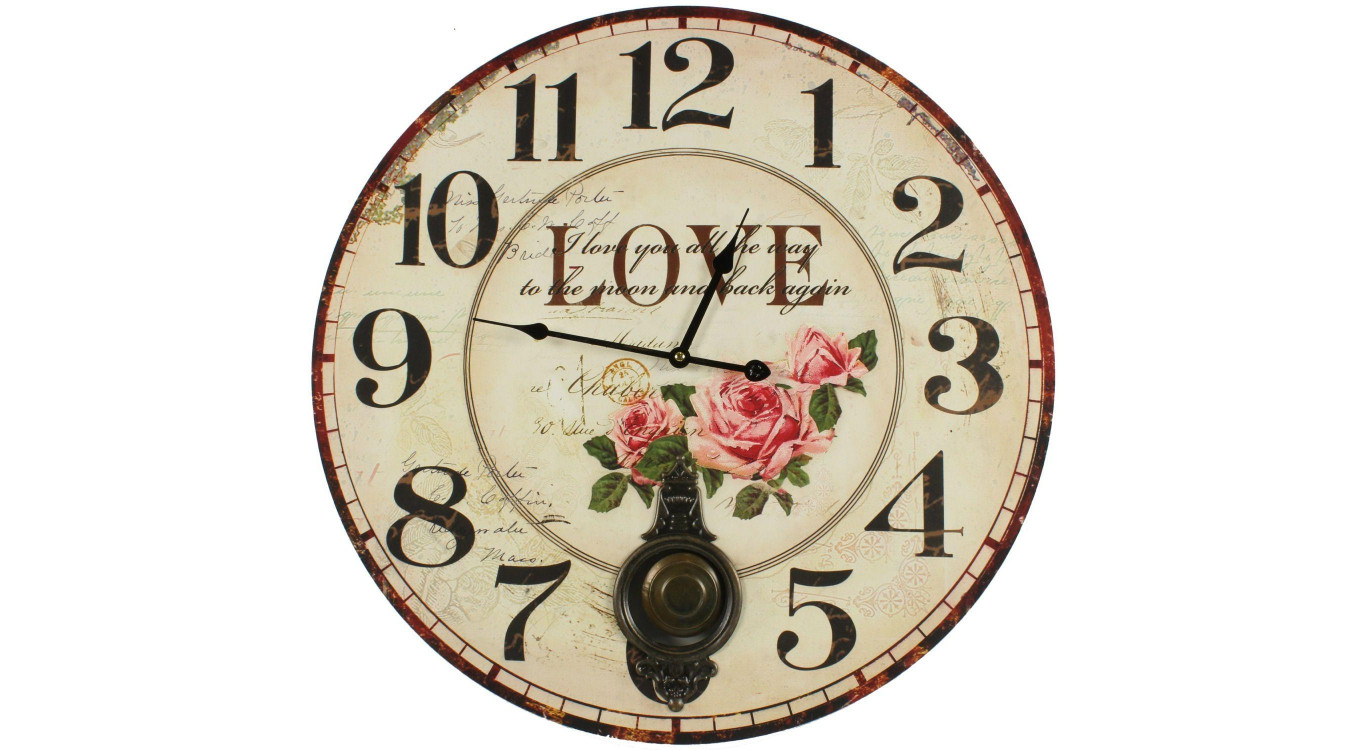 Horloge Ancienne Balancier Love 58cm
