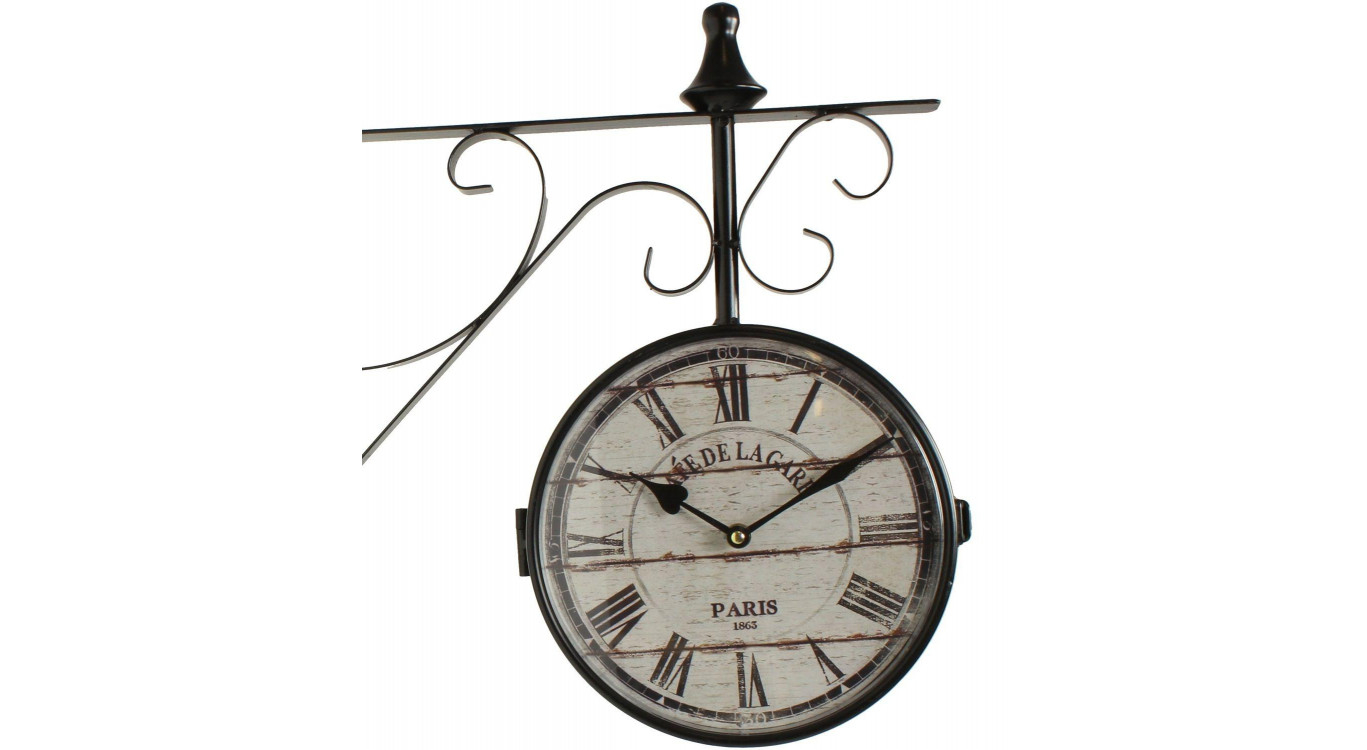 Alte Bahnhofsuhr Doppelseitig Café De La Gare 24cm