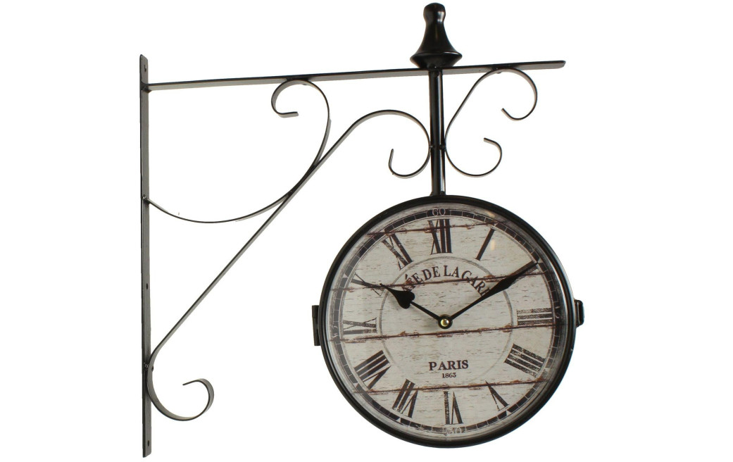 Alte Bahnhofsuhr Doppelseitig Café De La Gare 24cm