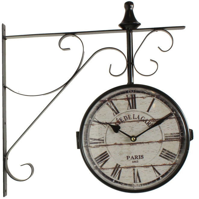Alte Bahnhofsuhr Doppelseitig Café De La Gare 24cm