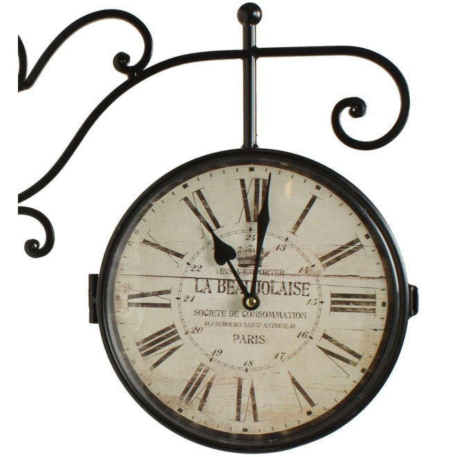 Antike Bahnhofsuhr La Beaujolaise, doppelseitig, 24cm