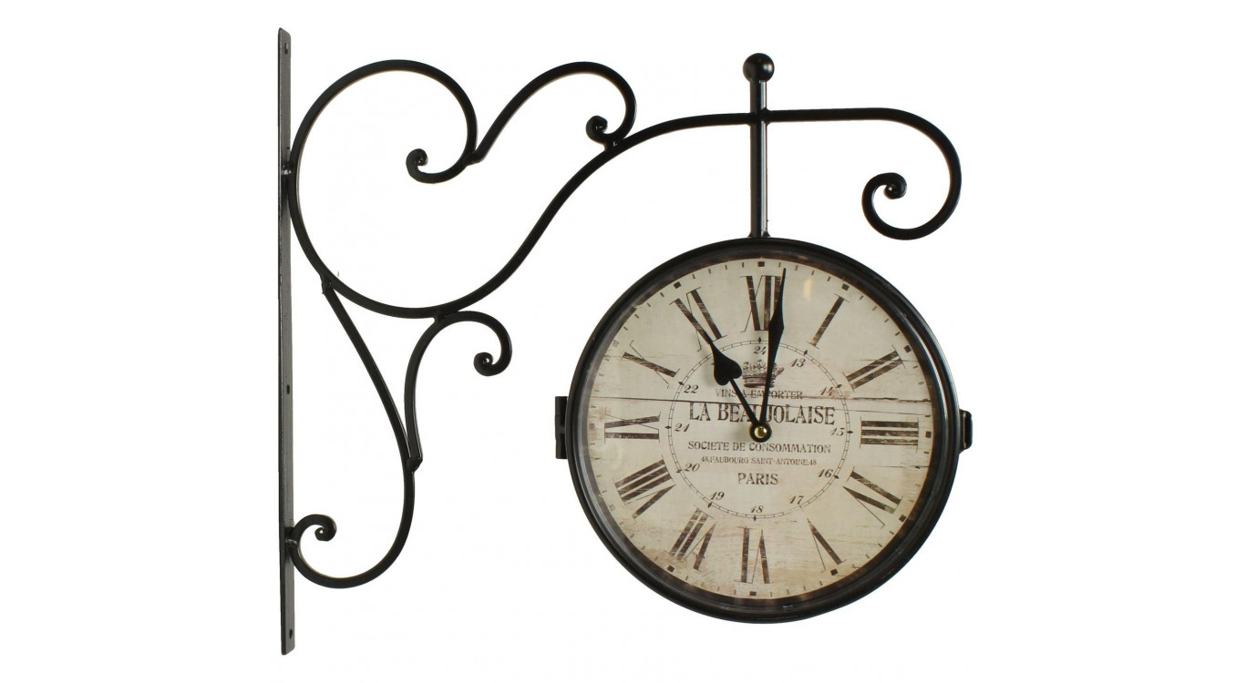 Horloge De Gare Ancienne Double Face La Beaujolaise 24cm