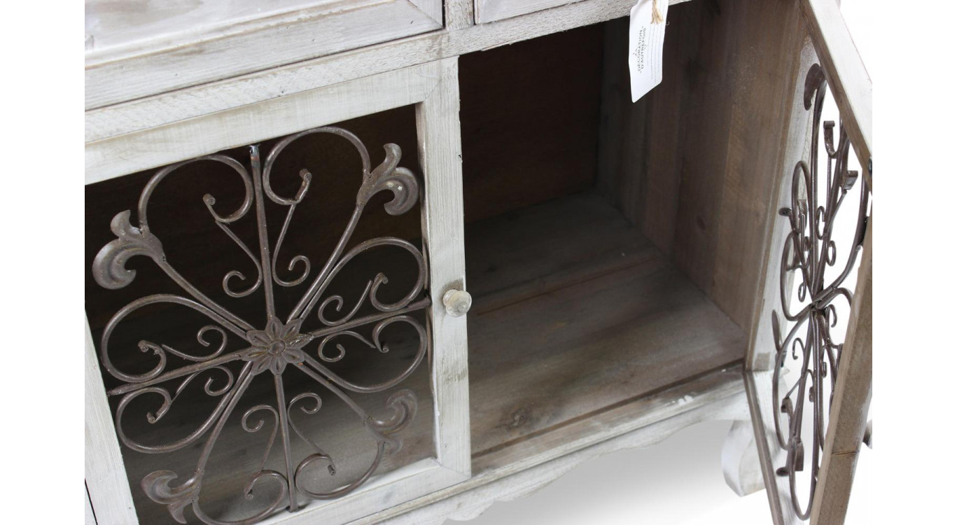 Meuble Confiturier Rangement Bois Cesure Blanc 2 Tiroirs 75x39x81cm