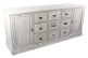 Meuble Semainier Chiffonnier Grainetier Bois 9 Tiroirs Cerusé Blanc 210x54x90cm