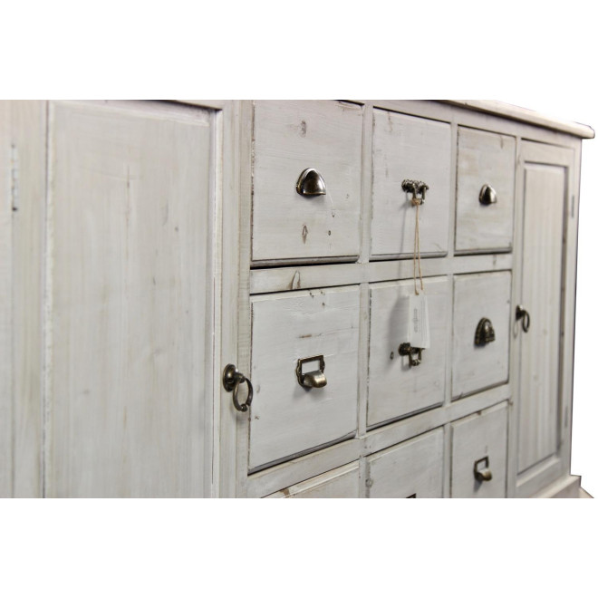 Wochenschrank Chiffonnier Grainetier Bois 9 Schubladen Cerusé Blanc 210x54x90cm