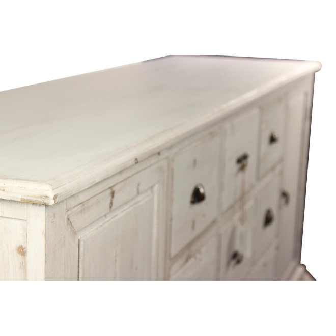 Wochenschrank Chiffonnier Grainetier Bois 9 Schubladen Cerusé Blanc 210x54x90cm