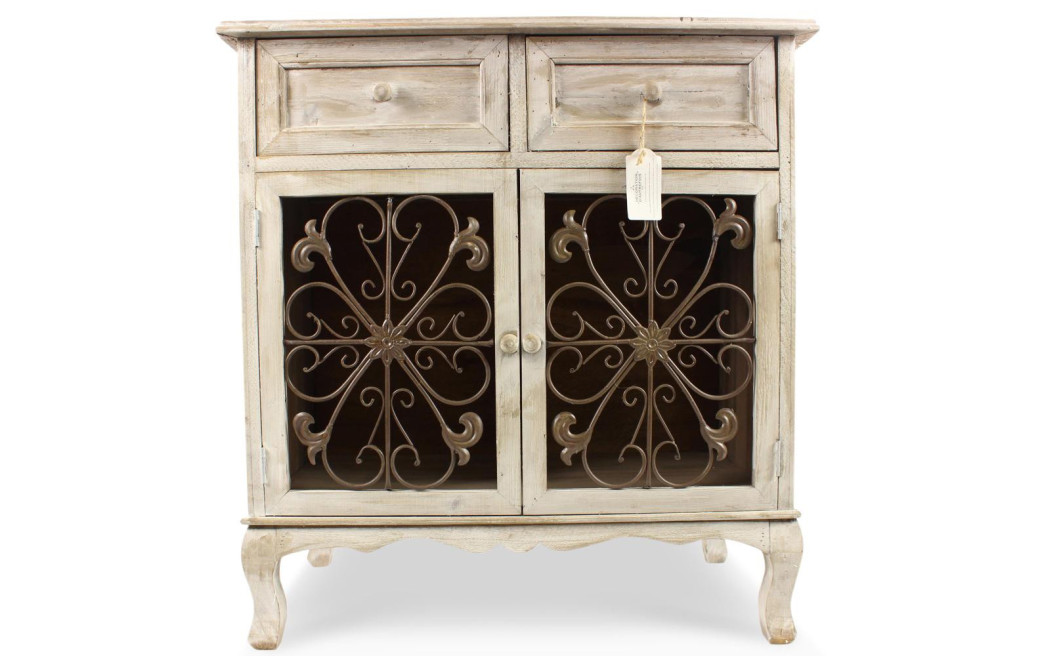 Konfitürenschrank Aufbewahrung Holz Cesure Weiß 2 Schubladen 75x39x81cm