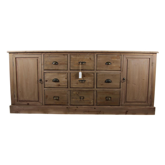 Meuble Semainier Chiffonnier Grainetier Bois 9 Tiroirs 210x54x90cm
