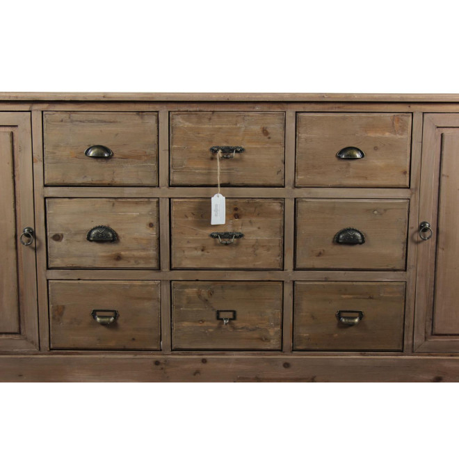 Meuble Semainier Chiffonnier Grainetier Bois 9 Tiroirs 210x54x90cm