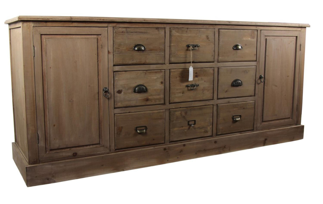 Meuble Semainier Chiffonnier Grainetier Bois 9 Tiroirs 210x54x90cm
