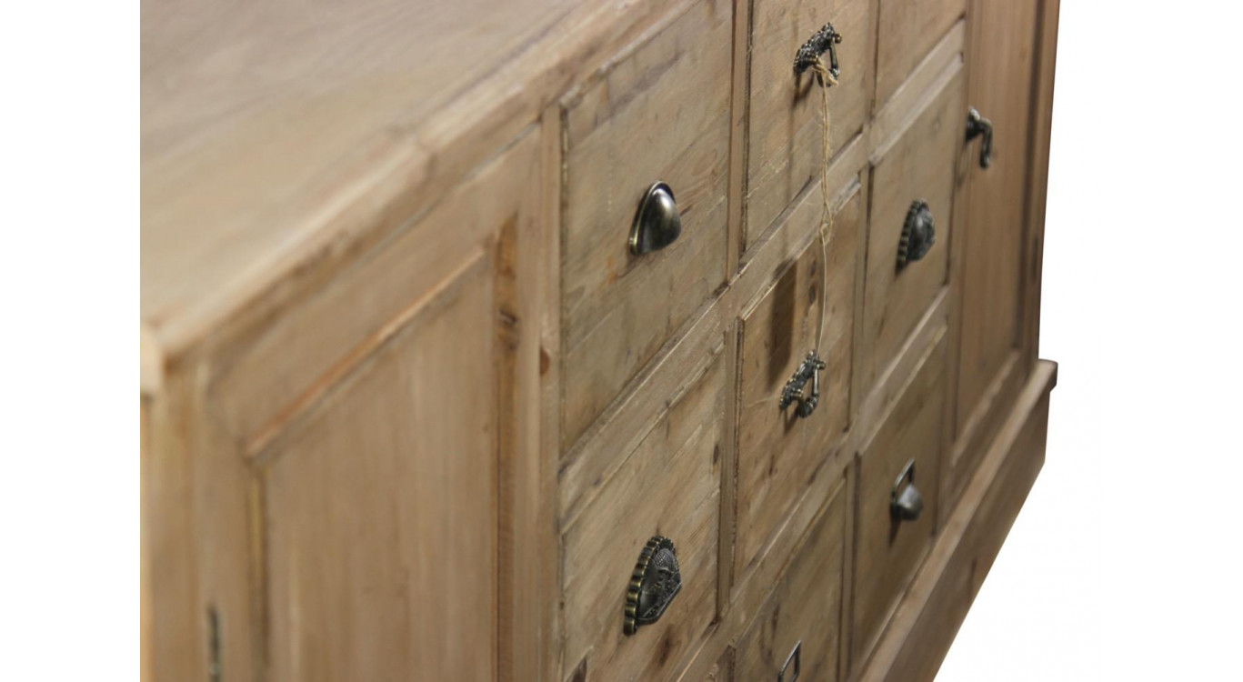Meuble Semainier Chiffonnier Grainetier Bois 9 Tiroirs 210x54x90cm