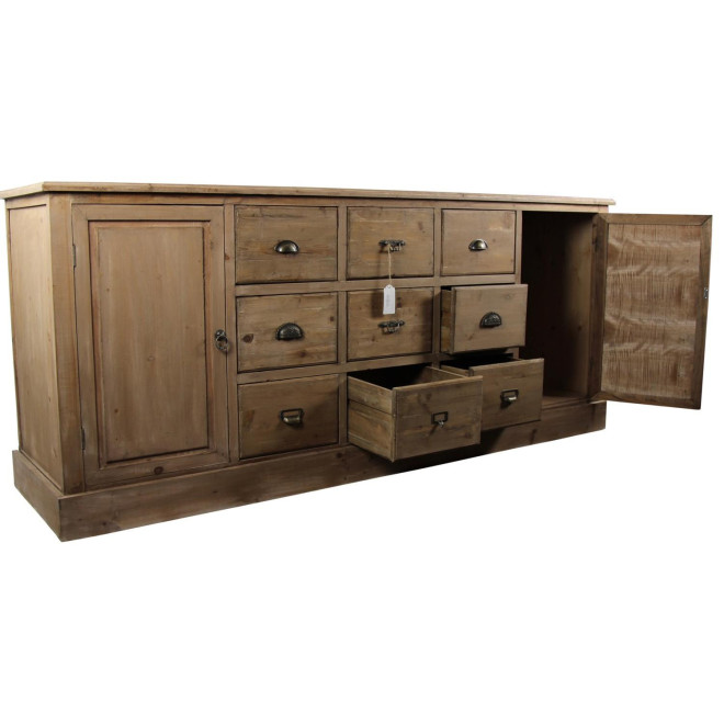 Meuble Semainier Chiffonnier Grainetier Bois 9 Tiroirs 210x54x90cm