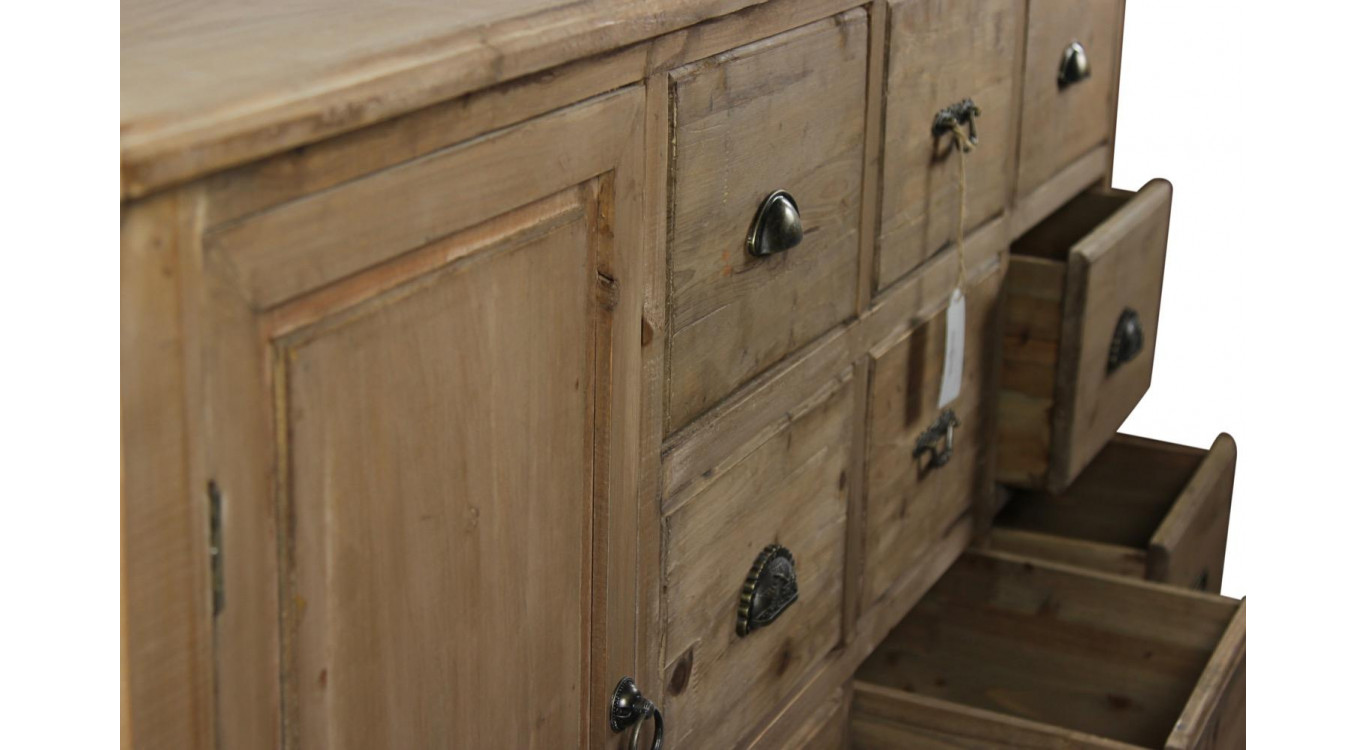 Meuble Semainier Chiffonnier Grainetier Bois 9 Tiroirs 210x54x90cm