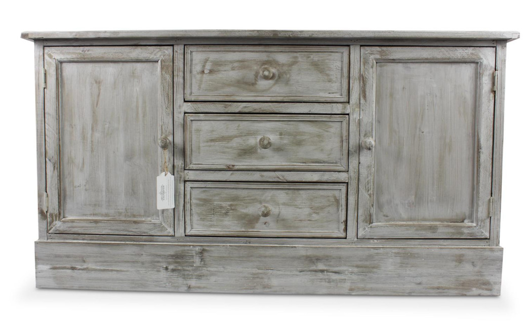 Meuble Bas Rangement Bois Cesure Blanc 3 Tiroirs 119x38x64.5cm