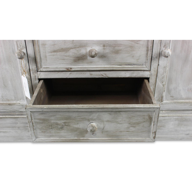 Meuble Bas Rangement Bois Cesure Blanc 3 Tiroirs 119x38x64.5cm