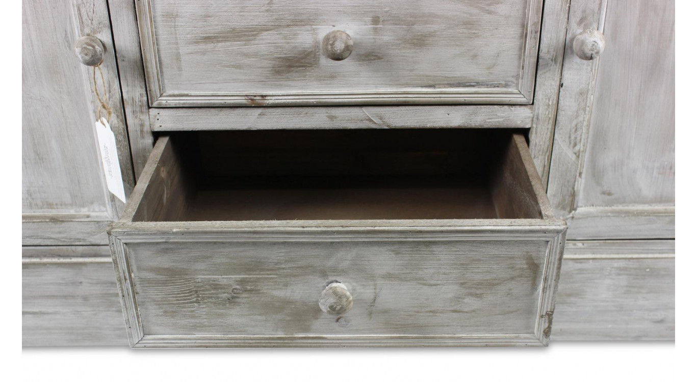 Meuble Bas Rangement Bois Cesure Blanc 3 Tiroirs 119x38x64.5cm