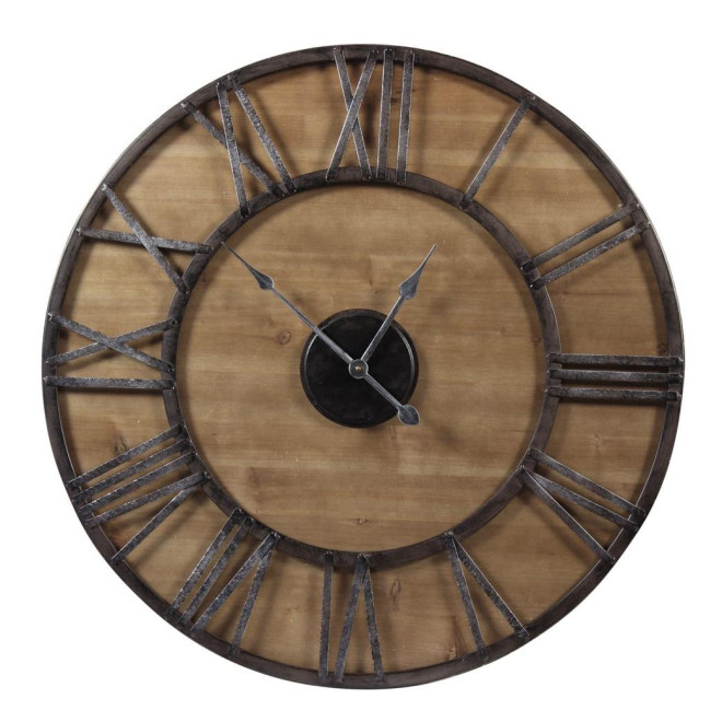 Große alte Uhr Schmiedeeisen Holz 80cm