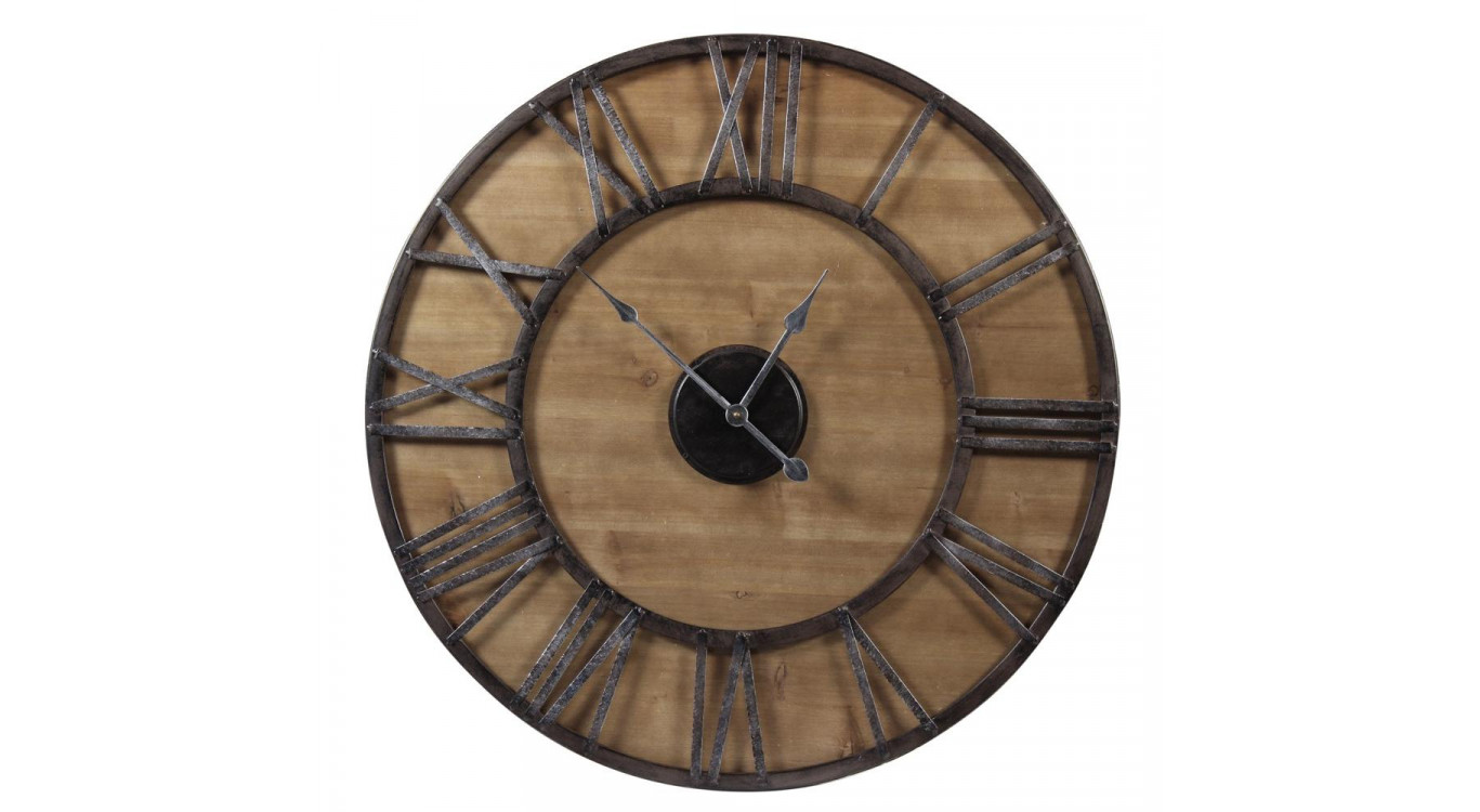 Große alte Uhr Schmiedeeisen Holz 80cm