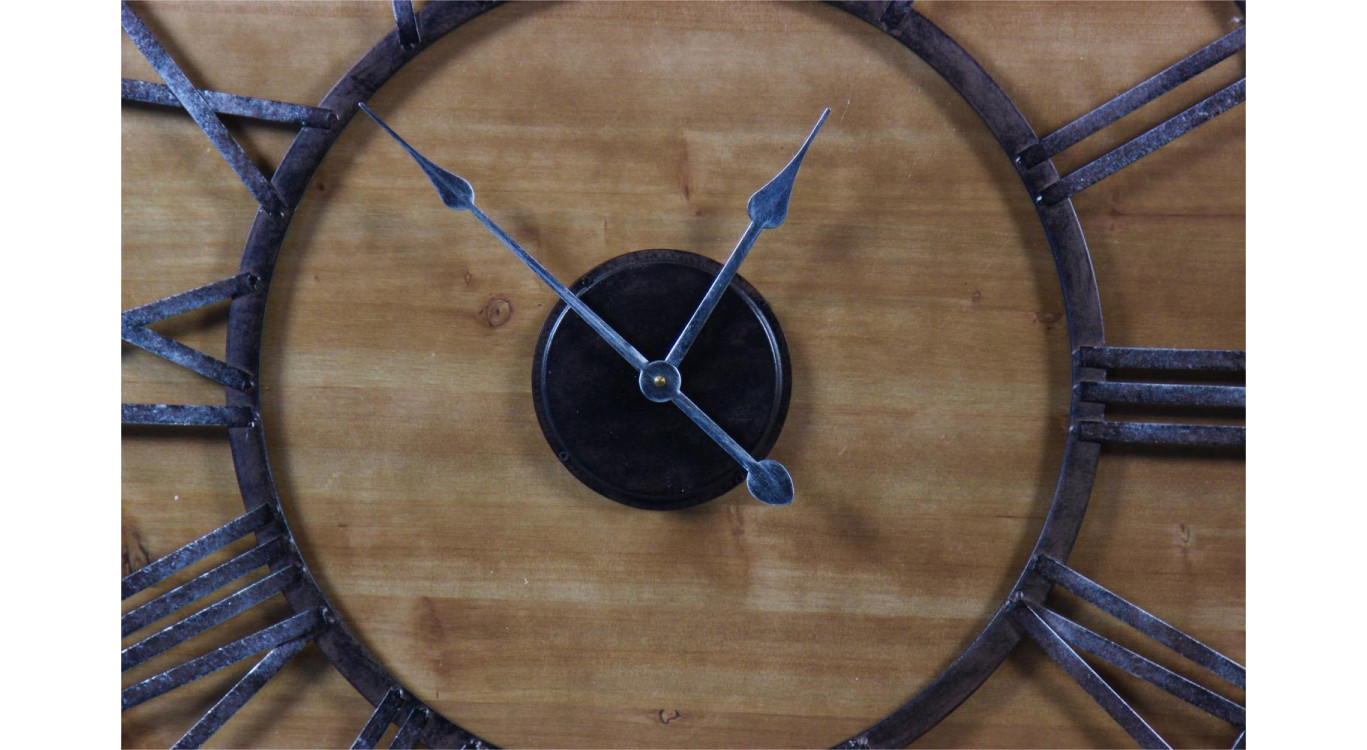 Große alte Uhr Schmiedeeisen Holz 80cm
