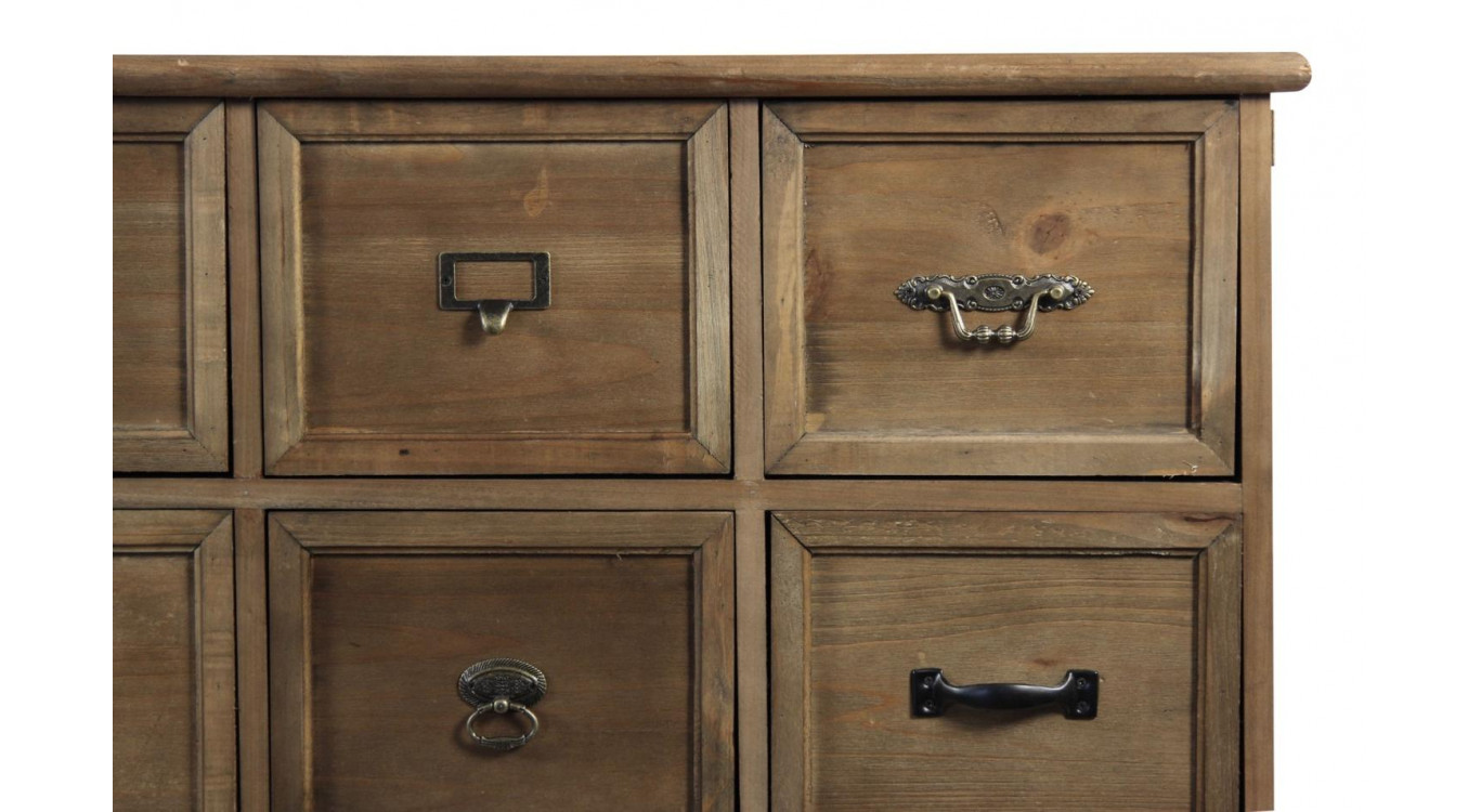 Meuble Semainier Chiffonnier Grainetier Bois 21 Tiroirs 192x40.5x76cm