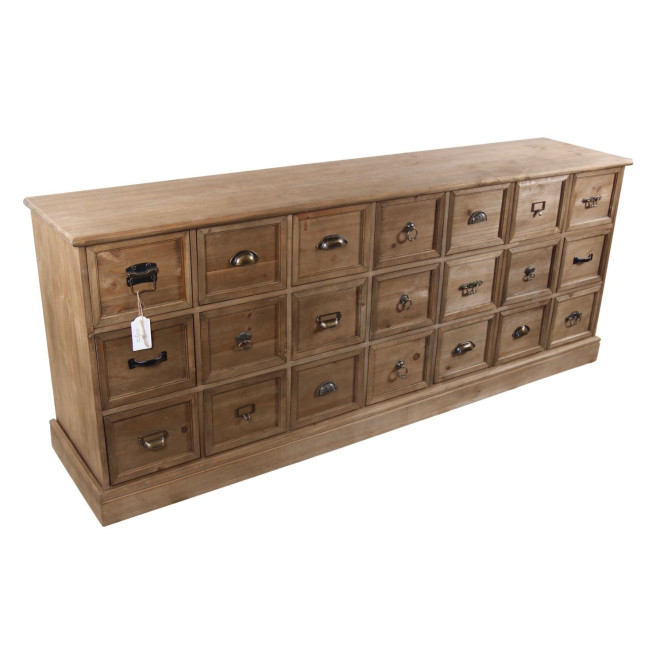 Meuble Semainier Chiffonnier Grainetier Bois 21 Tiroirs 192x40.5x76cm