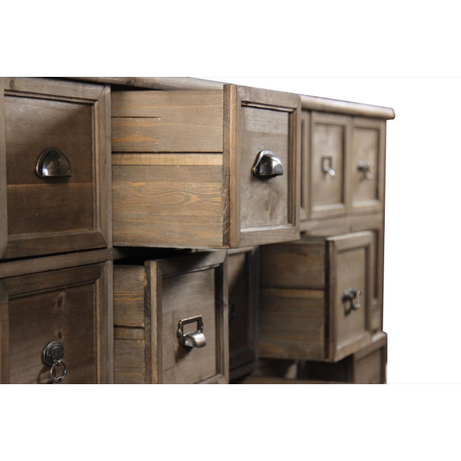 Meuble Semainier Chiffonnier Grainetier Bois 21 Tiroirs 192x40.5x76cm