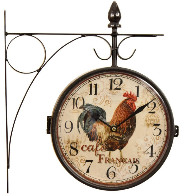 Antike Bahnhofsuhr Double Face Café Français 24cm