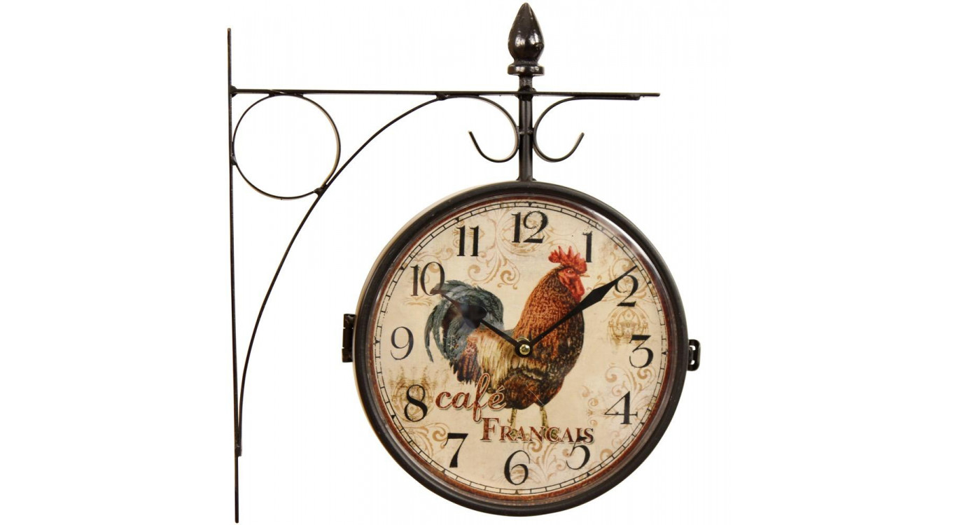 Antike Bahnhofsuhr Double Face Café Français 24cm
