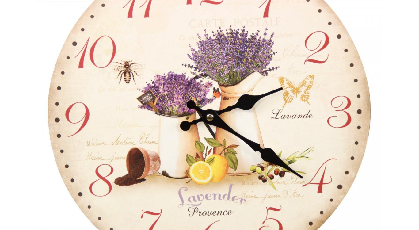 Alte Wanduhr Lavendel Zitrone 34cm