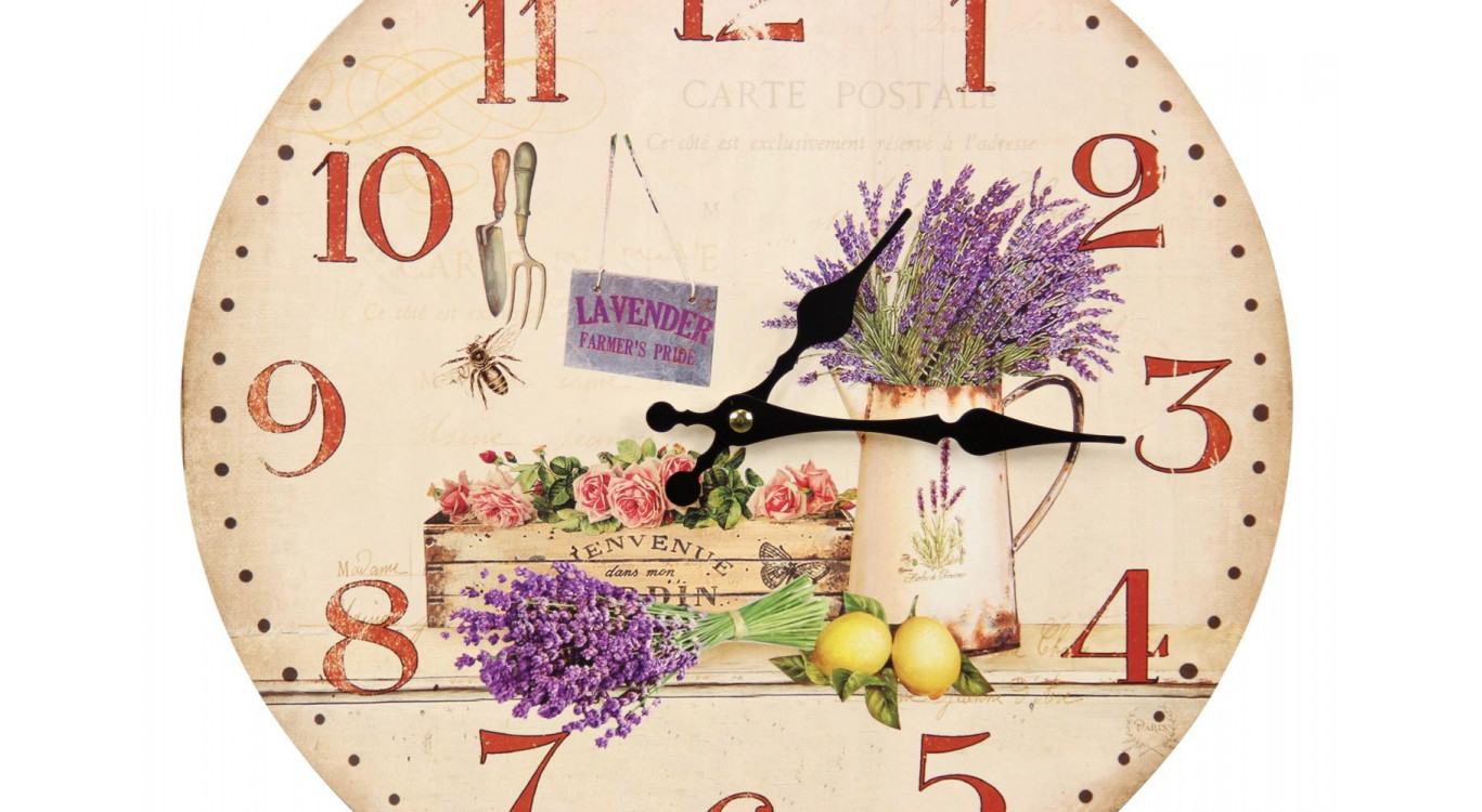 Alte Wanduhr Lavendel Rosa 34cm