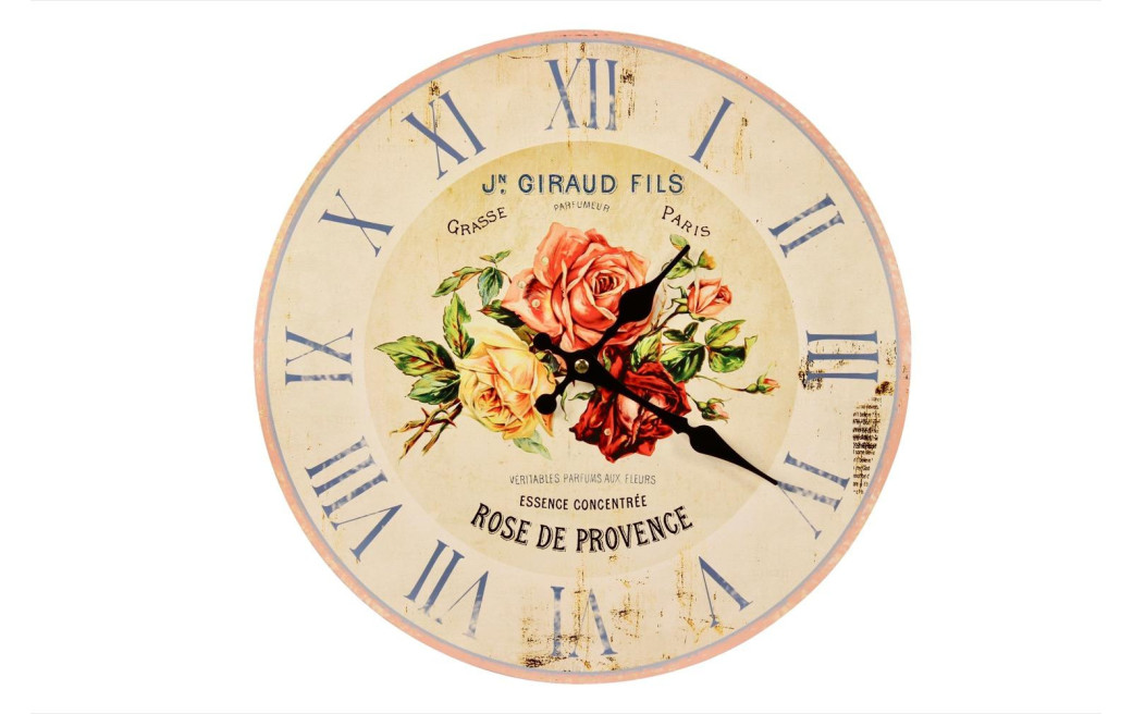 Alte Wanduhr Rose de Provence 34cm