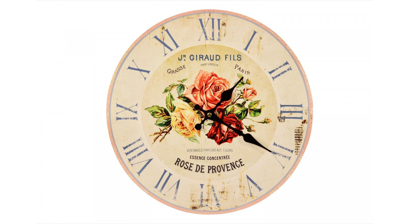 Alte Wanduhr Rose de Provence 34cm