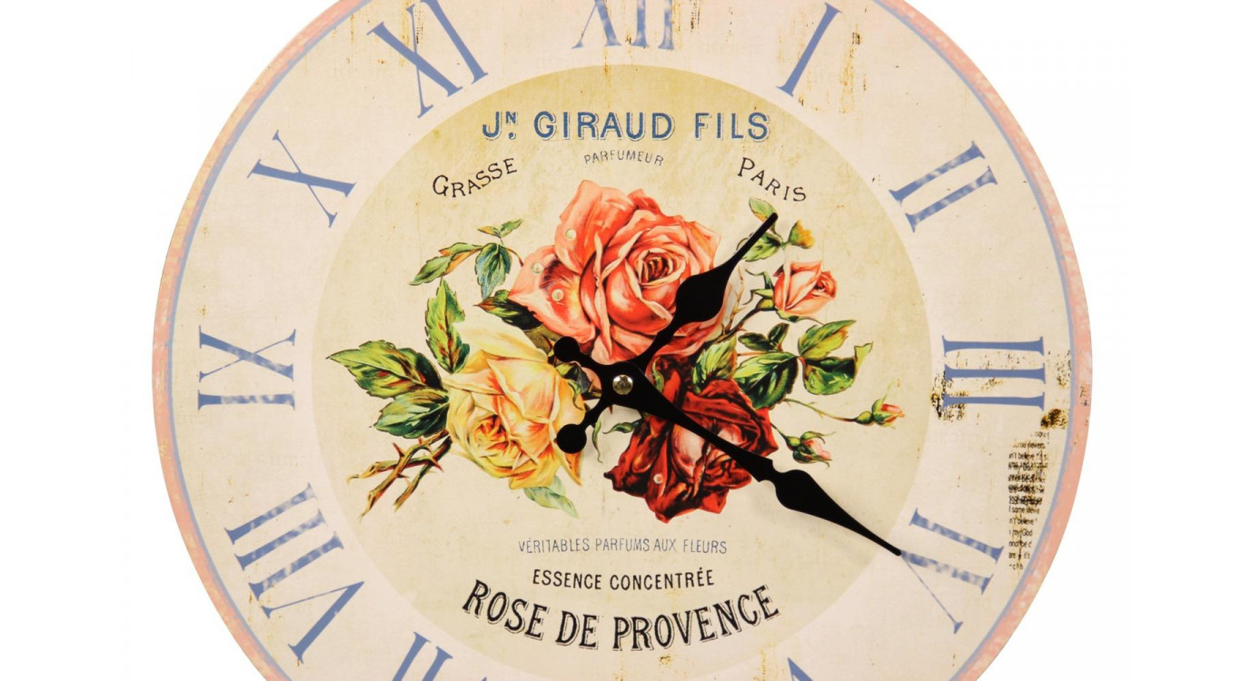 Alte Wanduhr Rose de Provence 34cm