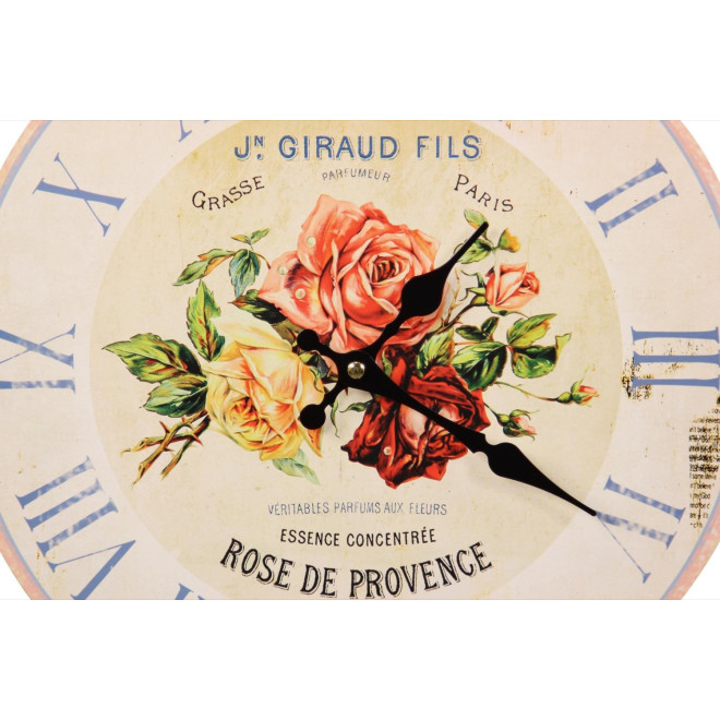 Horloge Ancienne Murale Rose de Provence 34cm