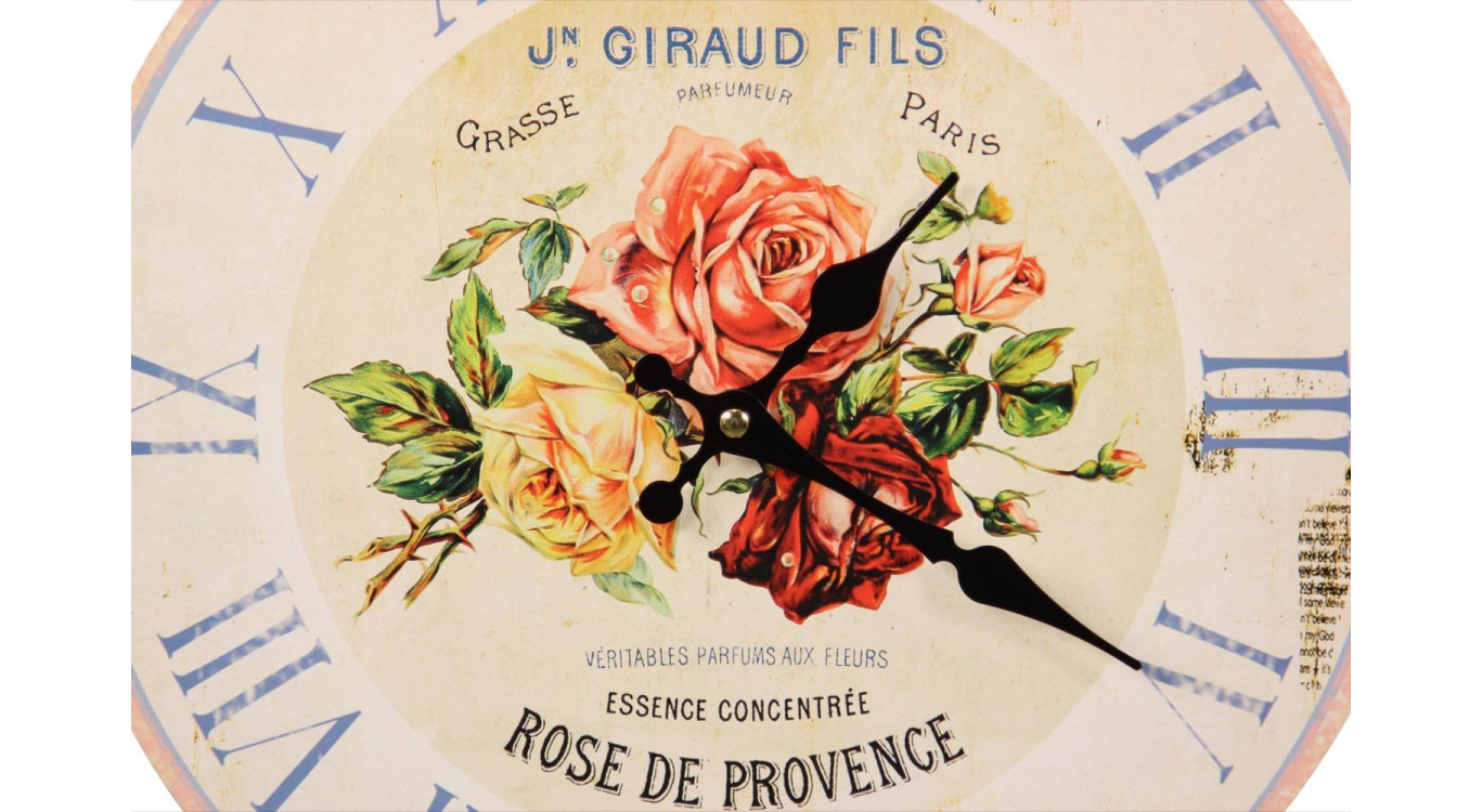 Alte Wanduhr Rose de Provence 34cm