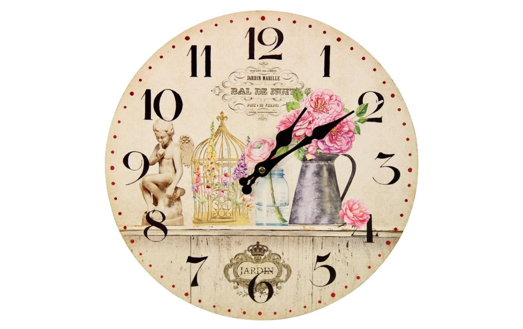 Horloge Ancienne Murale Vase Rose 34cm