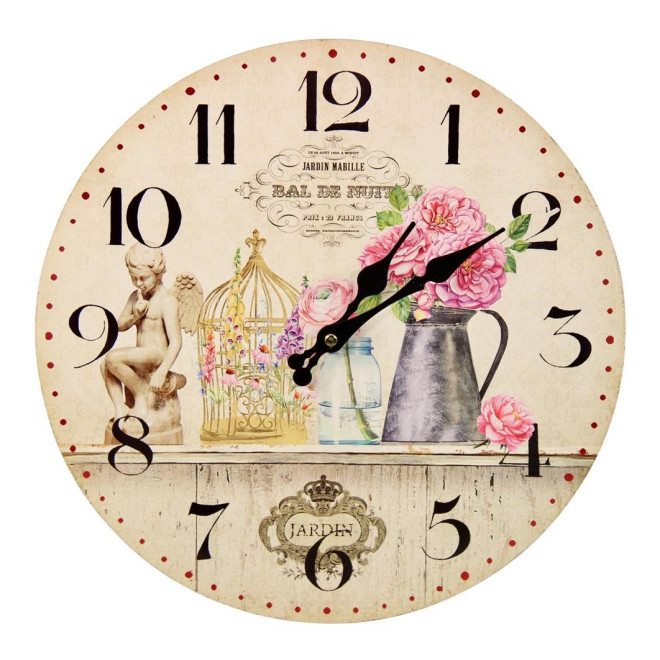 Alte Wanduhr Vase Rosa 34cm