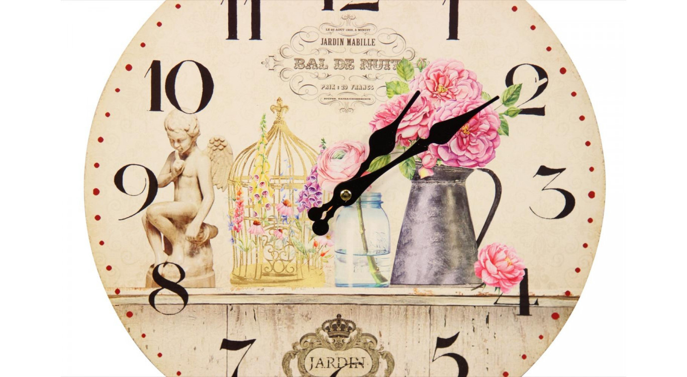 Alte Wanduhr Vase Rosa 34cm