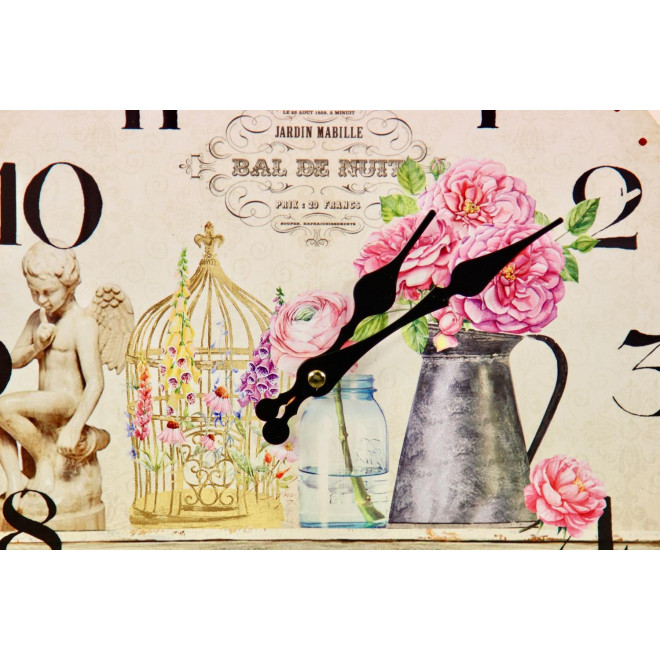 Alte Wanduhr Vase Rosa 34cm