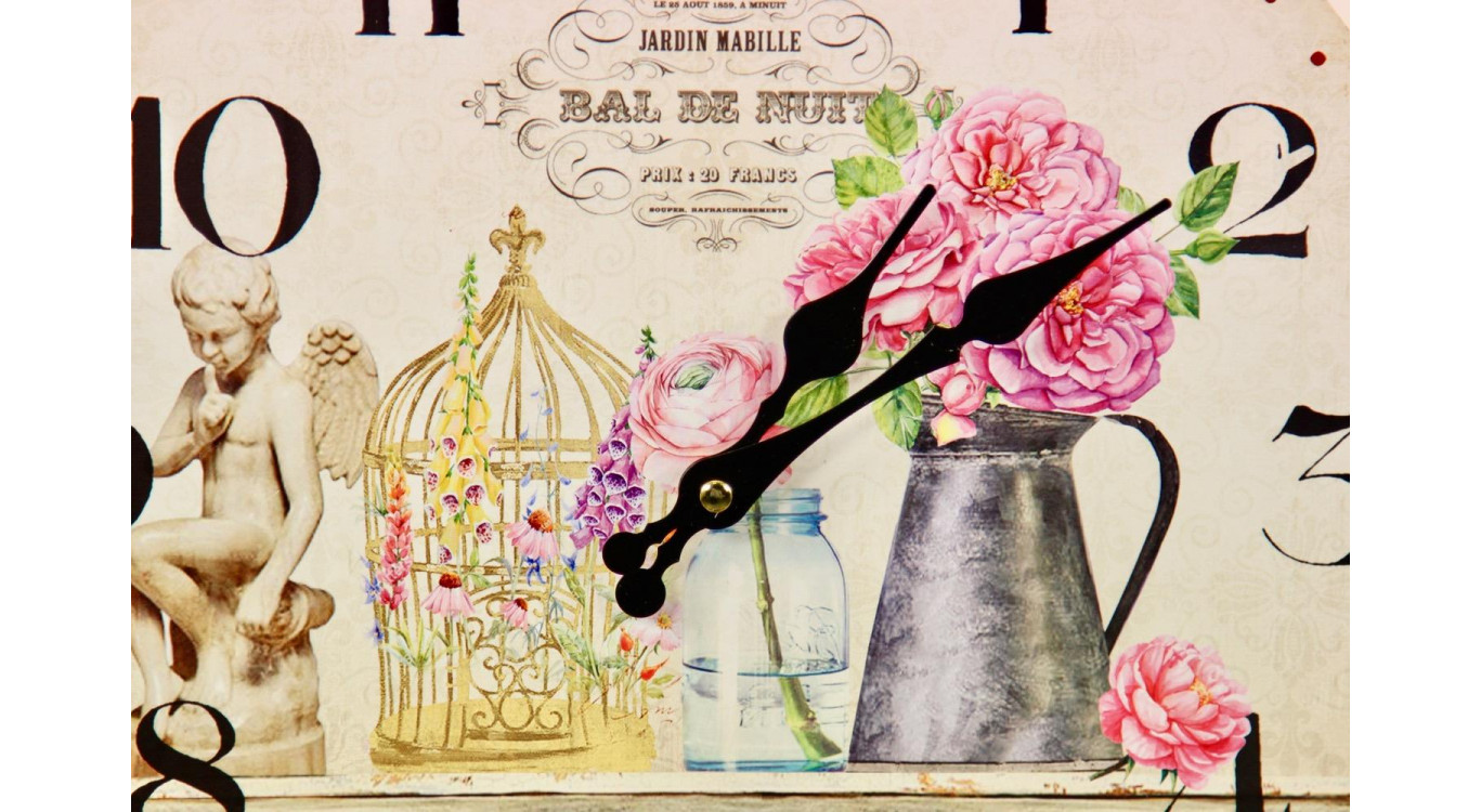 Alte Wanduhr Vase Rosa 34cm