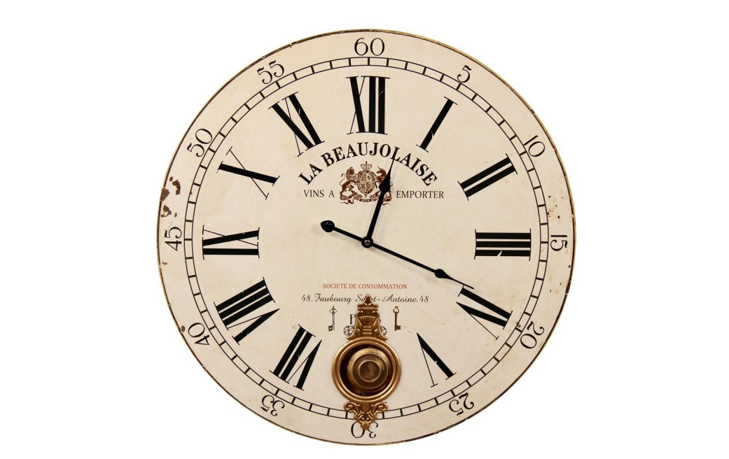Horloge Ancienne Balancier La Beaujolaise 58cm