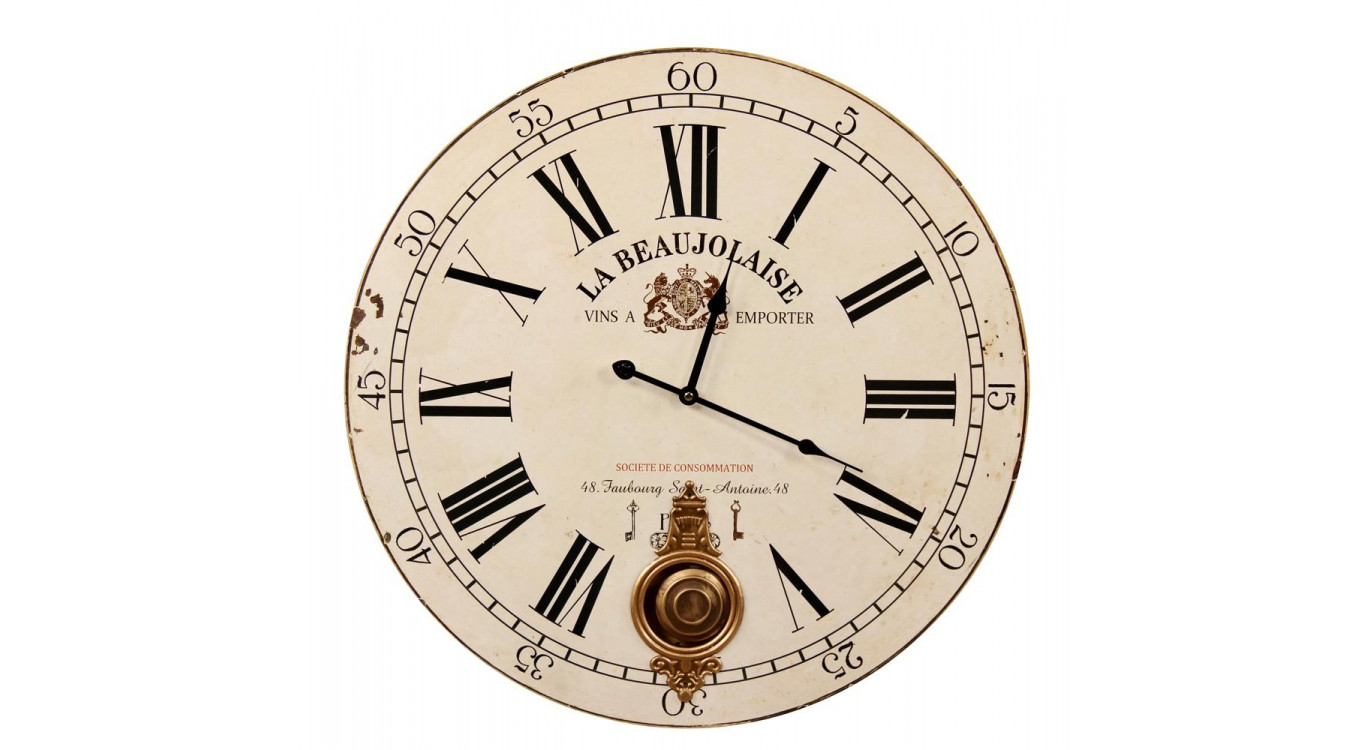 Horloge Ancienne Balancier La Beaujolaise 58cm
