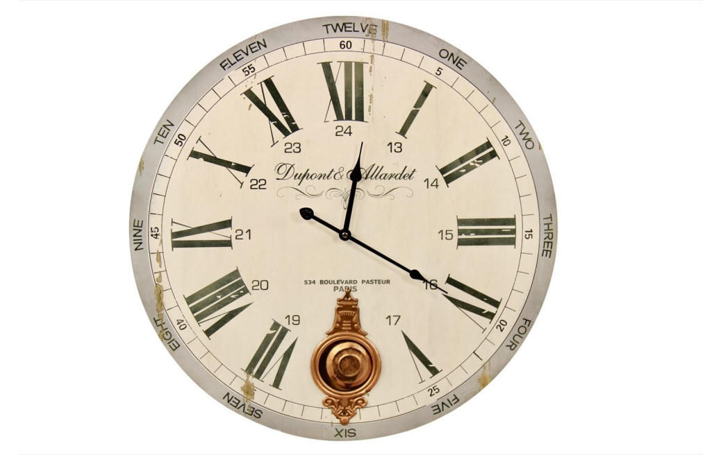 Horloge Ancienne Balancier Dupont & Allardet Blanc 58cm